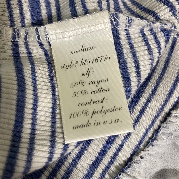 FRANCESCA’S Blue Rain striped top bottom ruffle - Picture 6 of 6